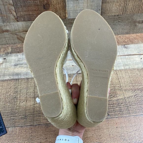 Colin Stuart White Strappy Espadrille Wedge Sandals Womens 8.5 Slingback - Picture 11 of 12